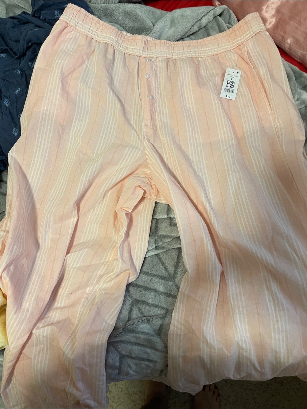 dip Women's Peach and White Striped Sleep Pants